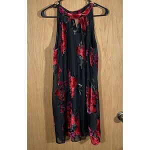 Lily Rose Women's Sz M Velvet Burnout Dress Dark Floral Sheath Witchy Romantic
